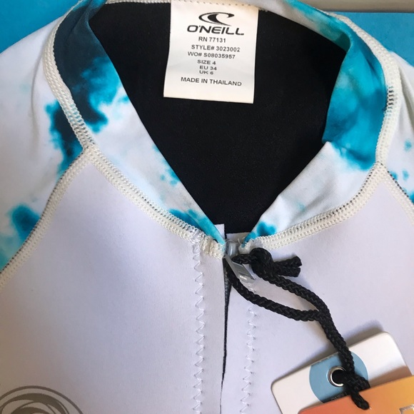 ONeill Australia -Bahia Neo Skins L/S Spring Wetsuit -Sz 4 - White/Turquoise NWT - Picture 6 of 8
